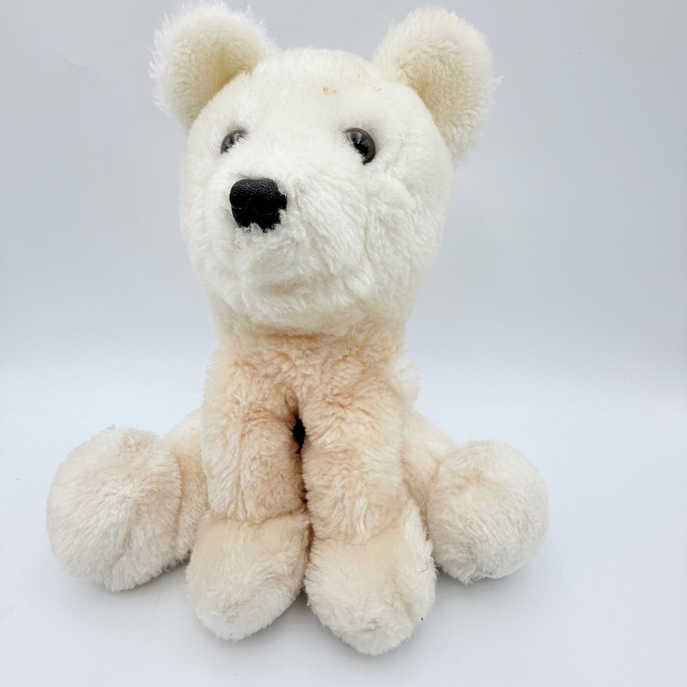 Vintage 1978 R Dakin & Co Polar Bear Plush Stuffed Animal Cream 10.5 Inch Korea